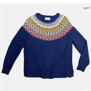 Old Navy Women's Blue Geometric print sweater pullover  L